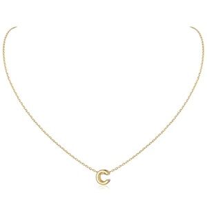 14K Gold Plated S925 Initial Necklace “C” 16inches + 2inches